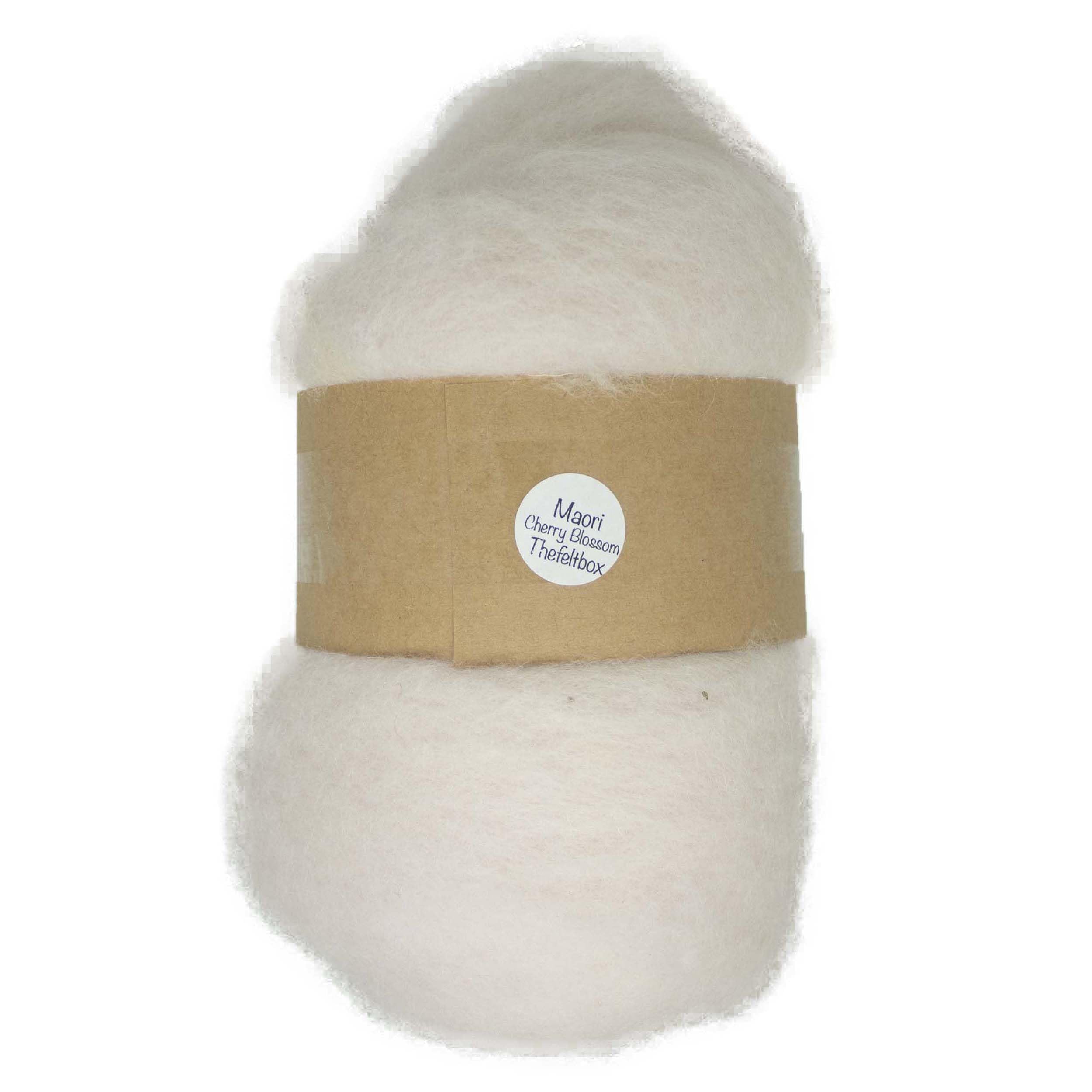 The Felt Box Needle Felting Carded Wool Maori DHG Pink Flesh Cream Skin Carded Batt with Coarse Short Fibres 100g (Cherry Blossom)