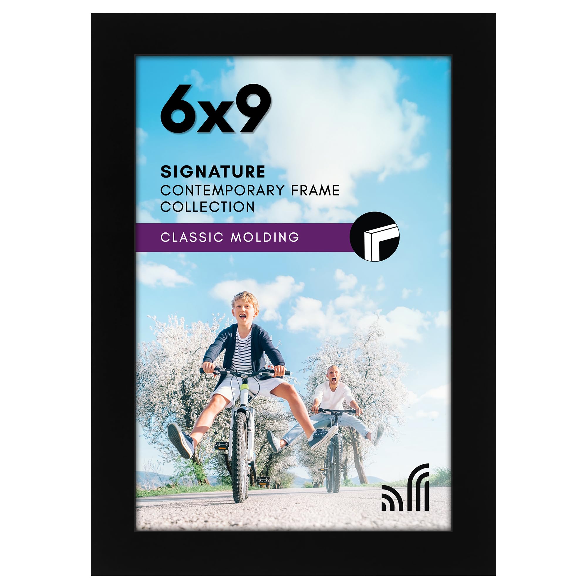 Photo 1 of Americanflat 6x9 Picture Frame with Shatter-Resistant Glass - Signature Collection - Gallery-Style Frames Made of Engineered Wood - Photo Frame for Tabletop and Wall Display - Black