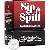 LIMGUVK Valentine&rsquo;s Gift for Couples, Gift for Him &ndash; Sip &amp; Spill Couples Card Game, 120 Fun Dares &amp; Conversation Cards with Metal Decision Coin, Romantic Date Night Game