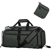 MIER Foldable Duffle Bag with Shoe Compartment 50L Travel Duffel Bags for Men Women Packable Overnight Bag for Camping Gym Weekender, Green Gray