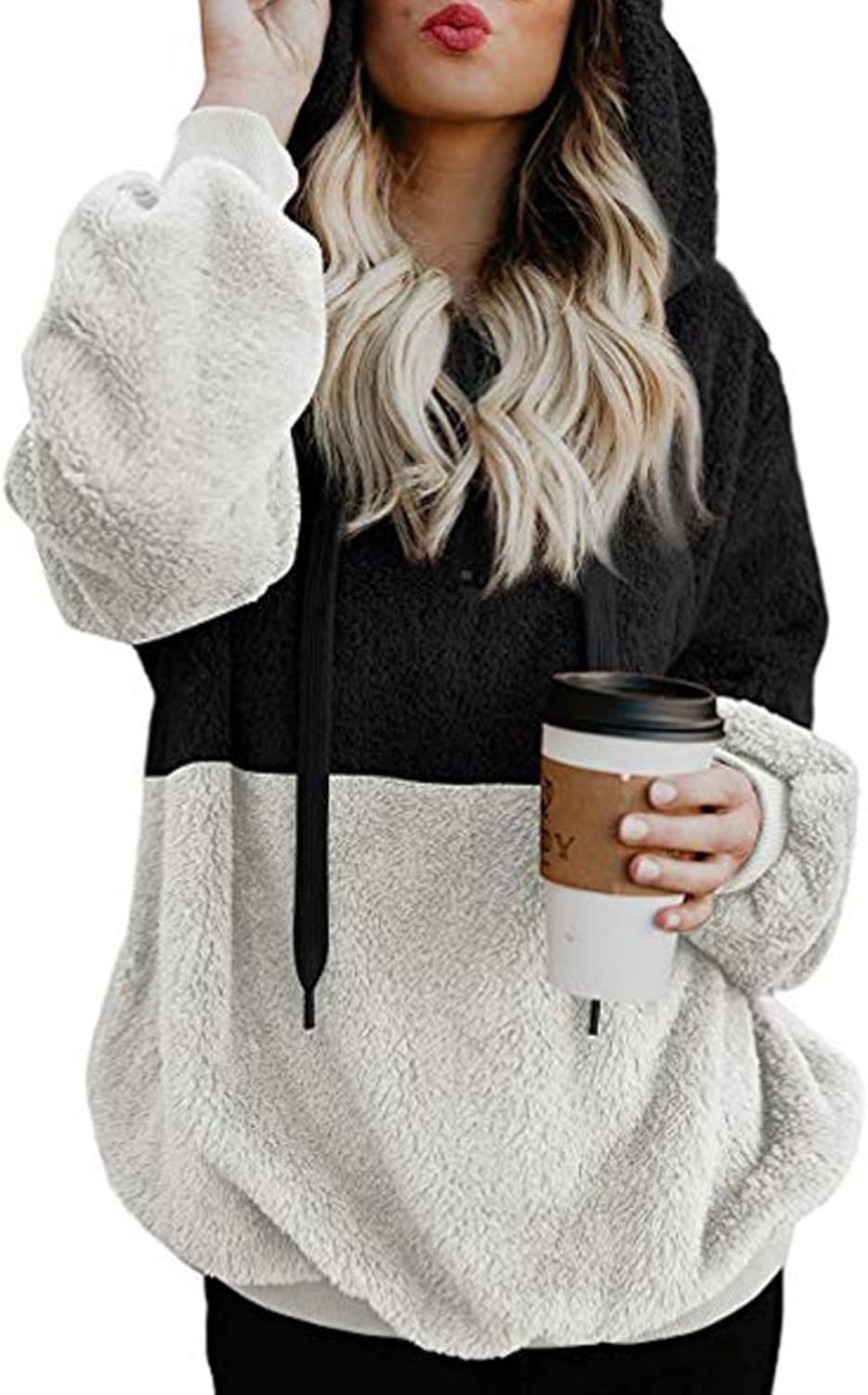 women's fuzzy zip up hoodie