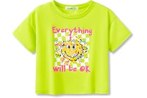 Dvenki Stylish Graphics Bright Base Color - Cute Crop Top for Little & Big Girls - Summer T-shirt Clothes Tween Size 6-18