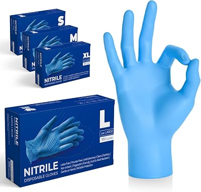 The Real Touch Blue Nitrile Gloves Large Powder Free 100 Count