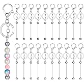 Guiqulai 20 Pcs Beadable Keychain Bars, Blank DIY Kit for Beads, Metal Beaded Making Supplies