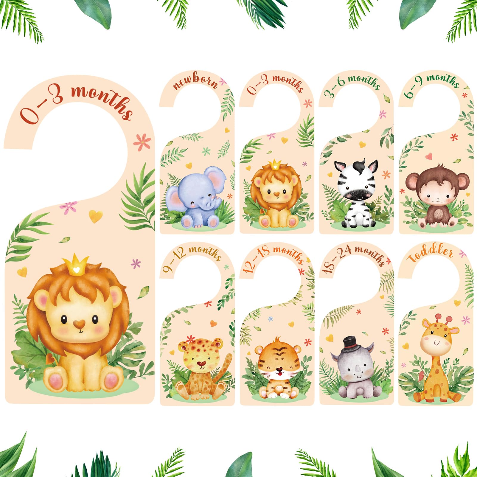 Radsocken 8PCS Baby Wardrobe Dividers, Baby Clothes Dividers, Wood Baby Wardrobe Dividers, Animal Theme Double-Sided Organizer from Newborn to 24 Months