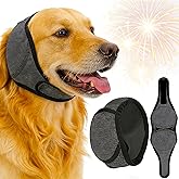 Dog Ear Muff Noise Protection, Noise Cancelling Headphones for Dogs, Adjustable No Shake Dog Ear Cover Noise Blocking, Dog Ear Wrap Sound Reduction Anxiety Relief, Grooming Calming Hood (Gray , Lrage)