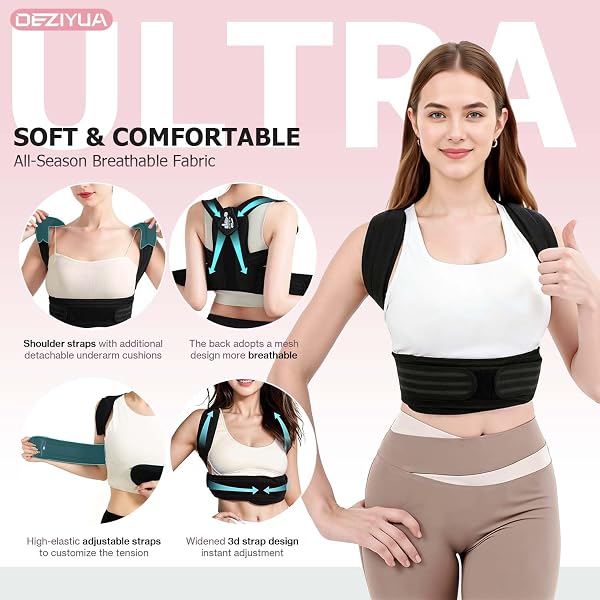 DEZIYUA POSTURE CORRECTOR BACK BRACE FOR WOMEN AND MEN, SHOULDER STRAIGHTENER, ADJUSTABLE BACK SUPPORT BRACE, BACK PAIN RELIEF – SLOUCHING, SCOLIOSIS, HUNCHBACK, HUMP, THORACIC, SPINE ALIGNMENT – WITH ADJUSTABLE SHOULDER STRAPS, POSTURE SUPPORT. POSTURE CORRECTOR BACK BRACE – S (UNDERBUST 25”-31”)