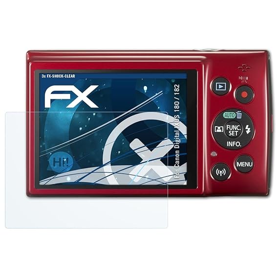atFoliX Schutzfolie kompatibel mit Canon Digital IXUS 180/182 / PowerShot ELPH 190 is Panzerfolie, ultraklare und stoßdämpfen