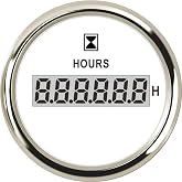 BLUERICE 52MM 2" Hour Meter Gauge Red Backlight for Marine Boat 9-32V Waterproof