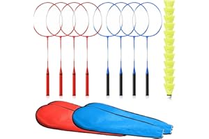 Woanger 8 Pack Badminton Rackets Set Including Badminton Racquets, Nylon Shuttlecocks and Carry Bag for Outdoor Backyard Games Beginners