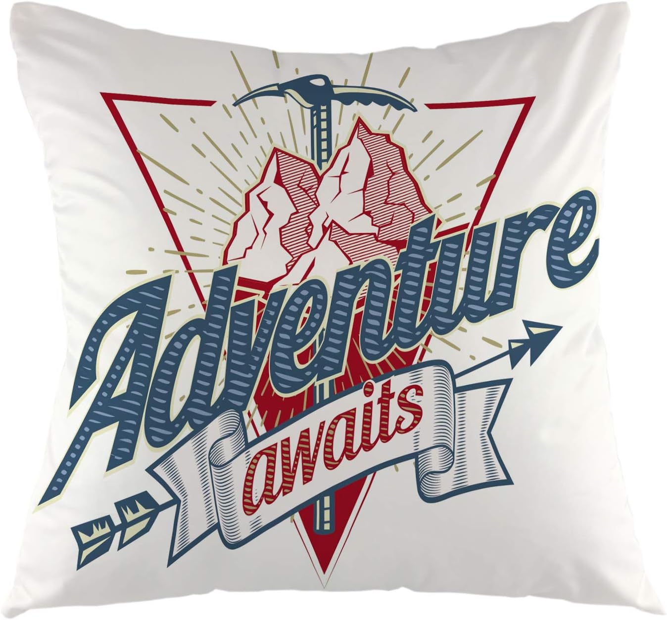oFloral Adventure Awaits Letter Throw Pillow Cover Mountain Arrow Square Cushion Case for Sofa Couch Car Bedroom Living Room 18" x 18" inch