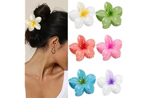 DOGODE Hawaiian Flower Hair Clips – 6 Pack Colorful Claw Clips for Women & Girls, Large Aesthetic Hair Accessories for Thick or Thin Hair, Summer Beach Vacation Gift