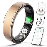 Giwbeiv Smart Ring for Women Men, Health Fitness Tracker Ring with Heart Rate/Sleep Tracker/Blood Oxygen/HRV/Stress/Calorie/Steps, IP68 Waterproof for iOS & Android, No APP Fees(Rose Gold,14#)