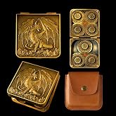 7-in-1 Metal Spinner DND Dice Set subitable for Dungeons &amp; Dragons &ndash; Pocket Flip Rotating Dice with D4 D6 D8 D10 D12 D20 D% &ndash; Gaming Accessory with Magnetic Iron Box（Gold）