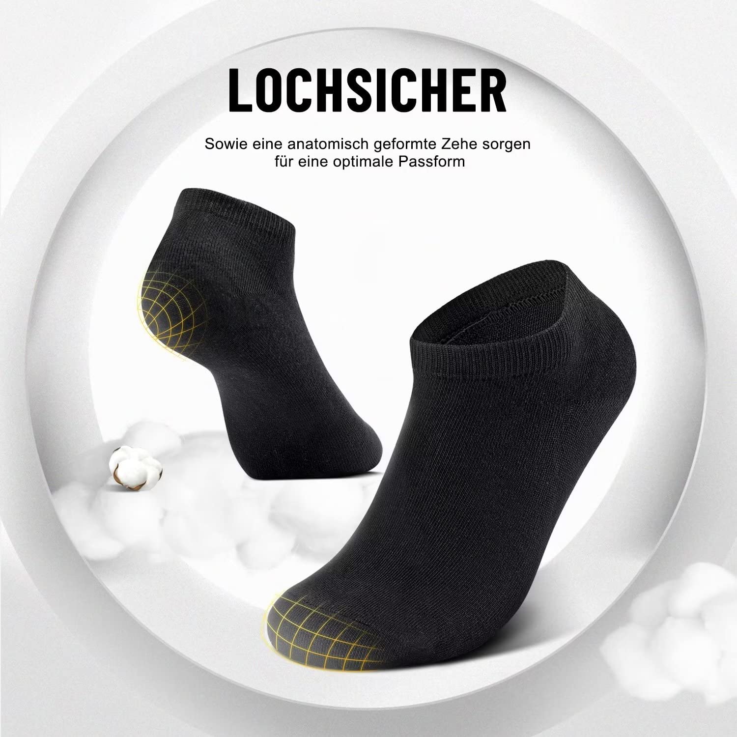 YouShow Sneaker Socken Herren Damen 10 Paar Kurze Halbsocken Quarter Baumwolle Unisex Schwarz,43-46 3