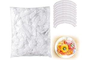 Bowl Covers 300PCS Stretch Food Covers Clear PE Plastic Wrap with Elastic Edge Fits Plates Bowls Dishes Up to 42cm Reusable D