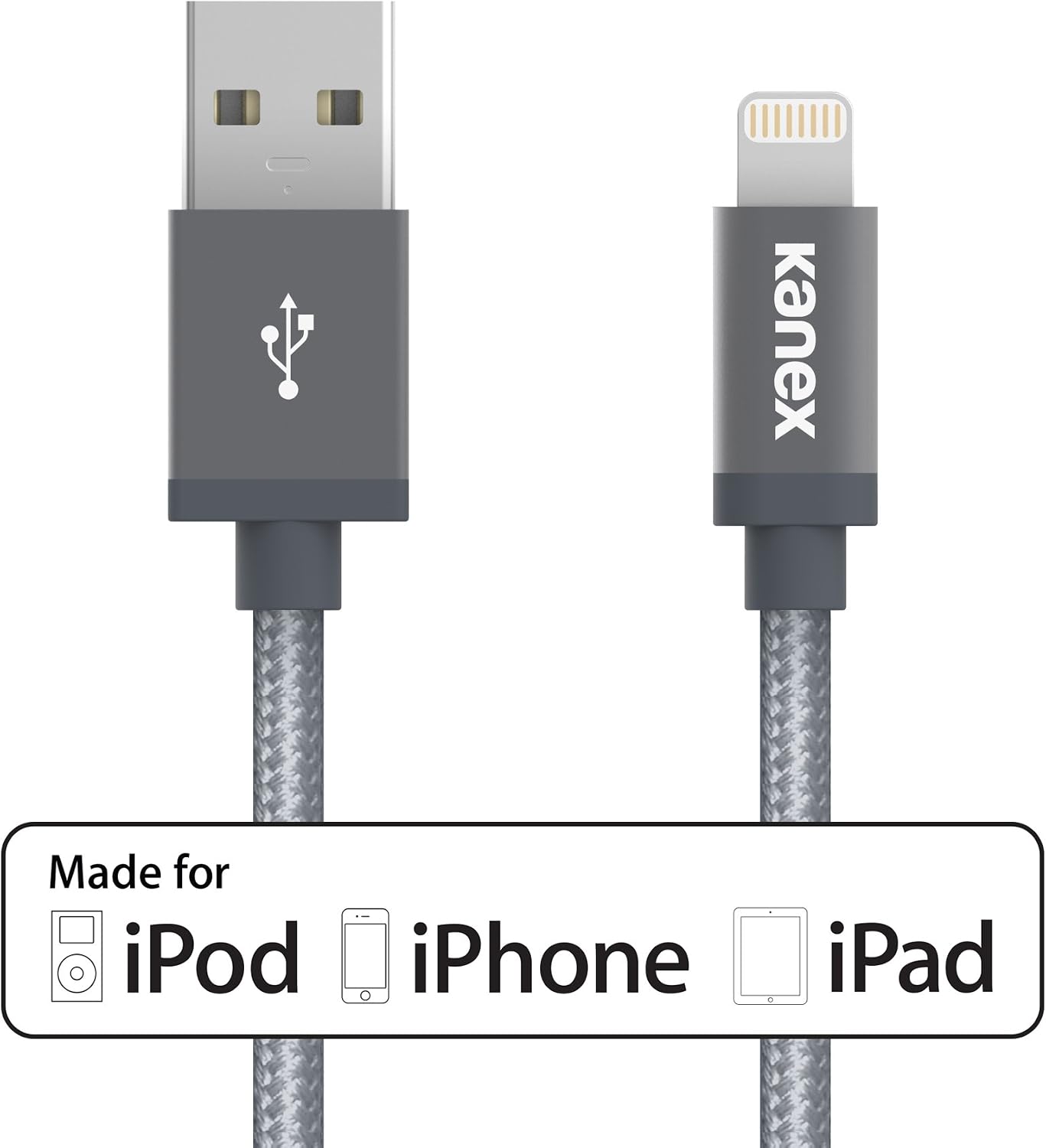 KANEX 1.2 m Lightning USB Cable - Aluminum/Grey, 4' - Image 4