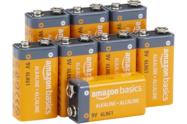 Amazon Basics 9 Volt Everyday Alkaline Battery - Pack of 8