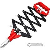 HAUTMEC Expert Heavy-Duty Lazy Tong Pop Riveter With 5 Replaceable Nosepieces, Single pull Action Riveter, Fast Riveting for 