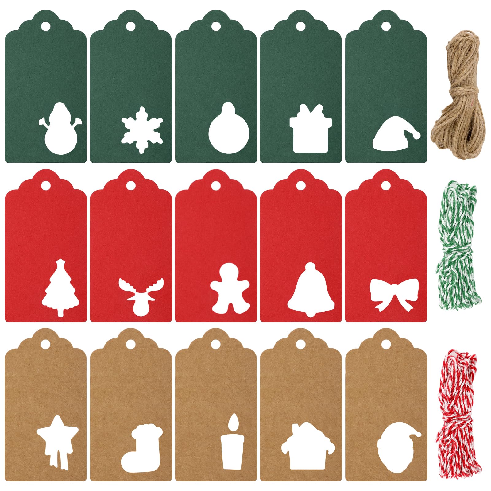 150Pcs Gift Tags, Christmas Tags for Presents, Xmas Kraft Gift Tag, Christmas Labels with String, Price Tag, Brown Kraft Labels for Gift Wrapping, DIY Crafts
