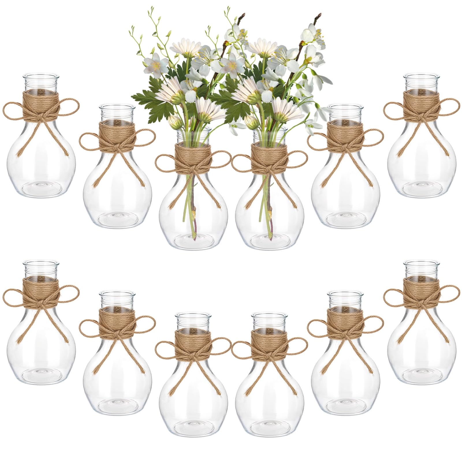 Photo 1 of 12 Pcs Plastic Bud Vases in Bulk for Table Centerpieces, 4.7in Hyacinth Avocado Growing Bud Vase Bulk, Small Flower Bulb Plant Containers for Wedding Room Table Decorations (Mini Bulb Style)