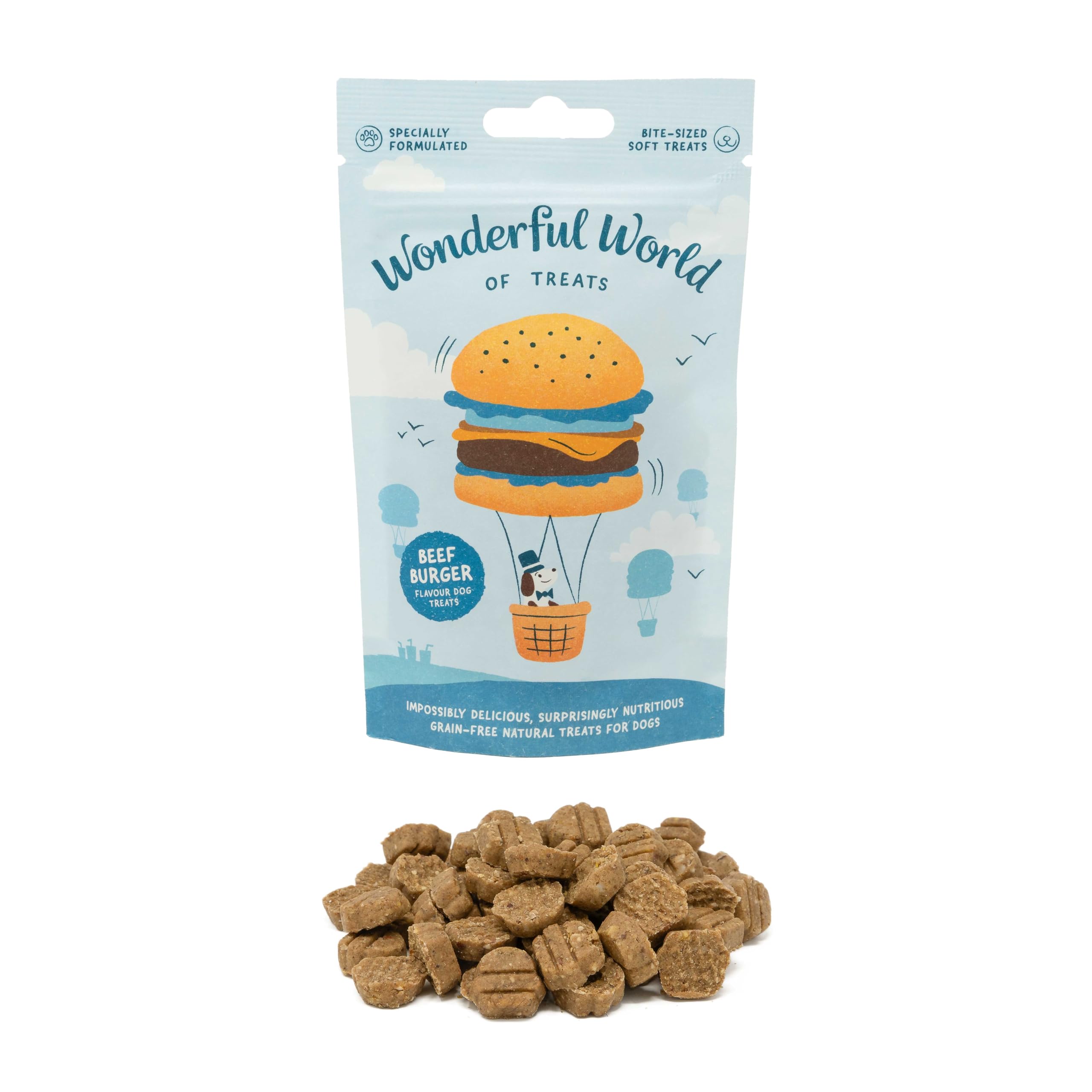 Wonderful World of Treats for Dogs – Dog Cake Multi Pack (12 x 50g) – Hand Baked Dog Treats UK – Healthy Dog Training Treats – Beef Burger –Snacks for Puppies & Adult Dogs — image 1