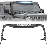 YZONA Windshield Frame Compatible for 2018-2026 Wrangler JL &amp; Gladiator JT | Not for JL 4xe &amp; JT Mojave. Built-in LED Bar &amp; Sun Visor, Heavy-Duty Front Windscreen Rack Protector. No Drilling Install