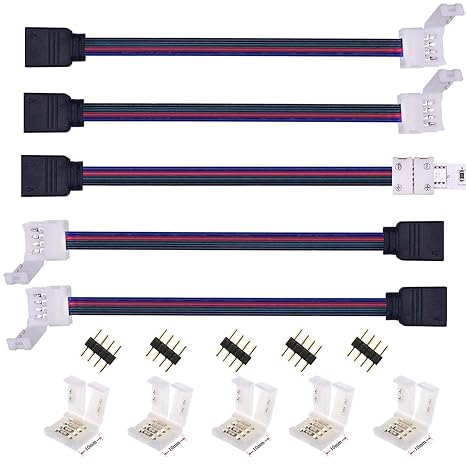 Kabenjee RGB 5050 LED Streifen Schnellverbinder,4 polig 10mm Breite Eckverbinder für LED Lichtleiste,LED Stripe Verbinder Ver
