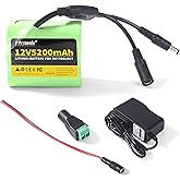 12V 5.2Ah Rechargeable Battery Pack with 12.6V 1A Charger, 12 Volt Lithium Battery for LED Strips, CCTV Cameras and DIY Projects (1 Pack)