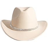 HUDANHUWEI Shiny Rhinestone Cowgirl Hat Bling Wide Brim Cowboy Hat Party