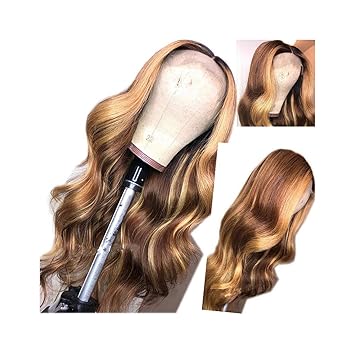 Amazon Com Human Hair Lace Front Wig Brown With Honey Blonde