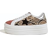 BELOS Fashion Platform Women Sneakers Faux Suede Stars Holographic Rainbow Walking Shoes