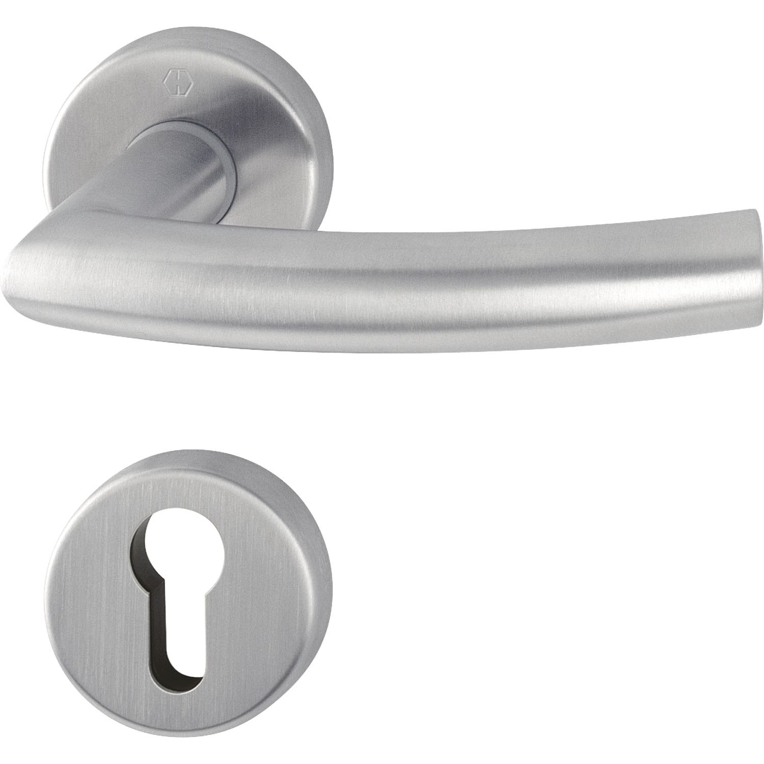 HOPPE 2819247 PZ, 37-42, Trondheim Handle Set with Rosettes (Profile Cylinder), matt Stainless Steel, stainlesssteel