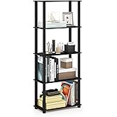 Furinno Turn-N-Tube 5-Tier Multipurpose Shelf / Display Rack / Storage Shelf / Bookshelf, Square Tubes, Americano/Black