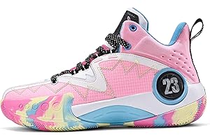 ASHION Unisex Kids Basketball Shoes Boys Air High Top Sneakers Girls Breathable Non-Slip Athletic Shoes Little Kid/Big Kid