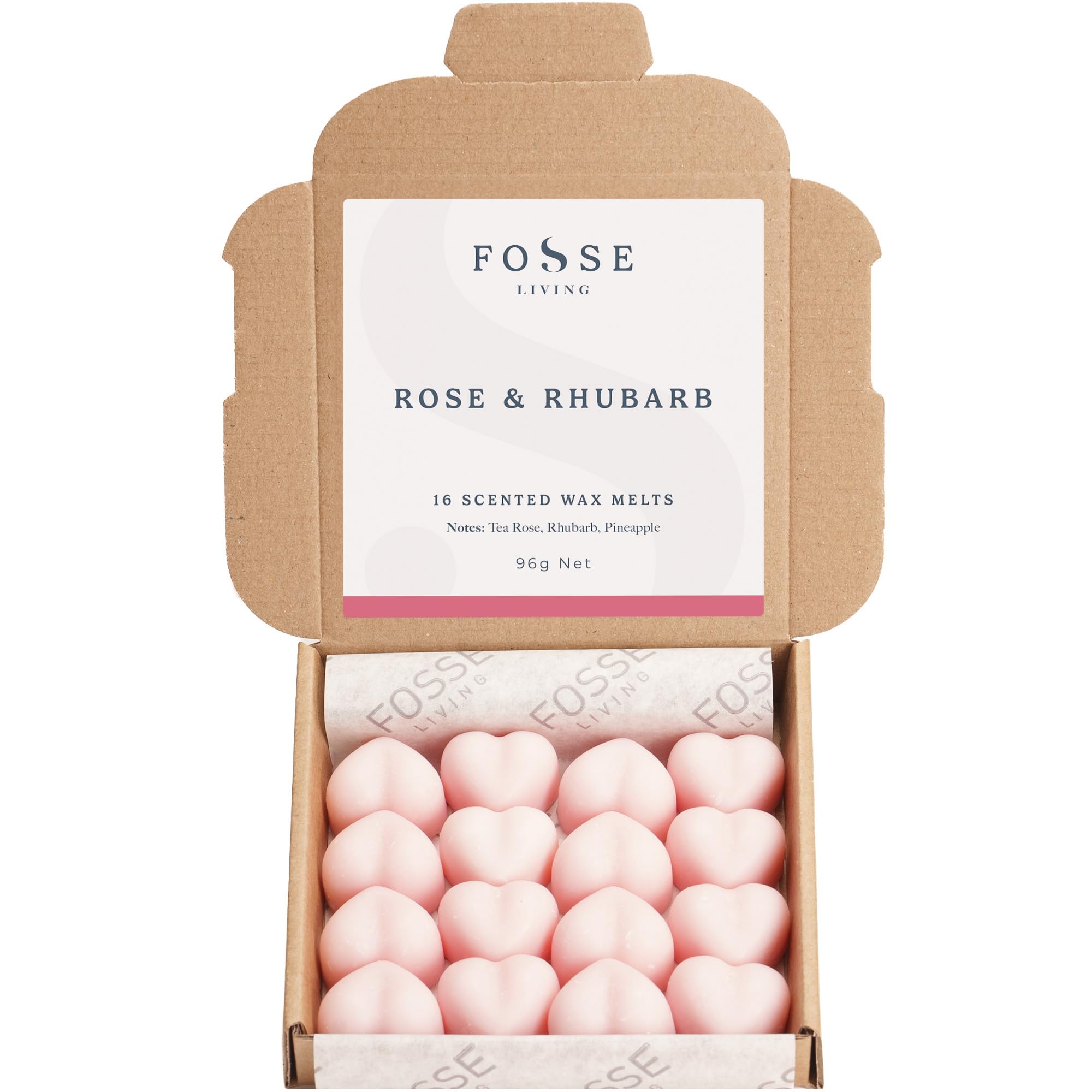 Rose & Rhubarb Strong Scented Wax Melts 16 Pack - The Gift for Every Occasion – Made in The UK