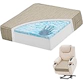 baibu 20x20x5 Inch Square Gel Memory Foam Recliner Cushions for Elderly, Dual-Layer Non-Slip Recliner Seat Cushion Suitable for Couch for Easy to Stand Up & Reduce Hip & Lumbar Pain, Beige