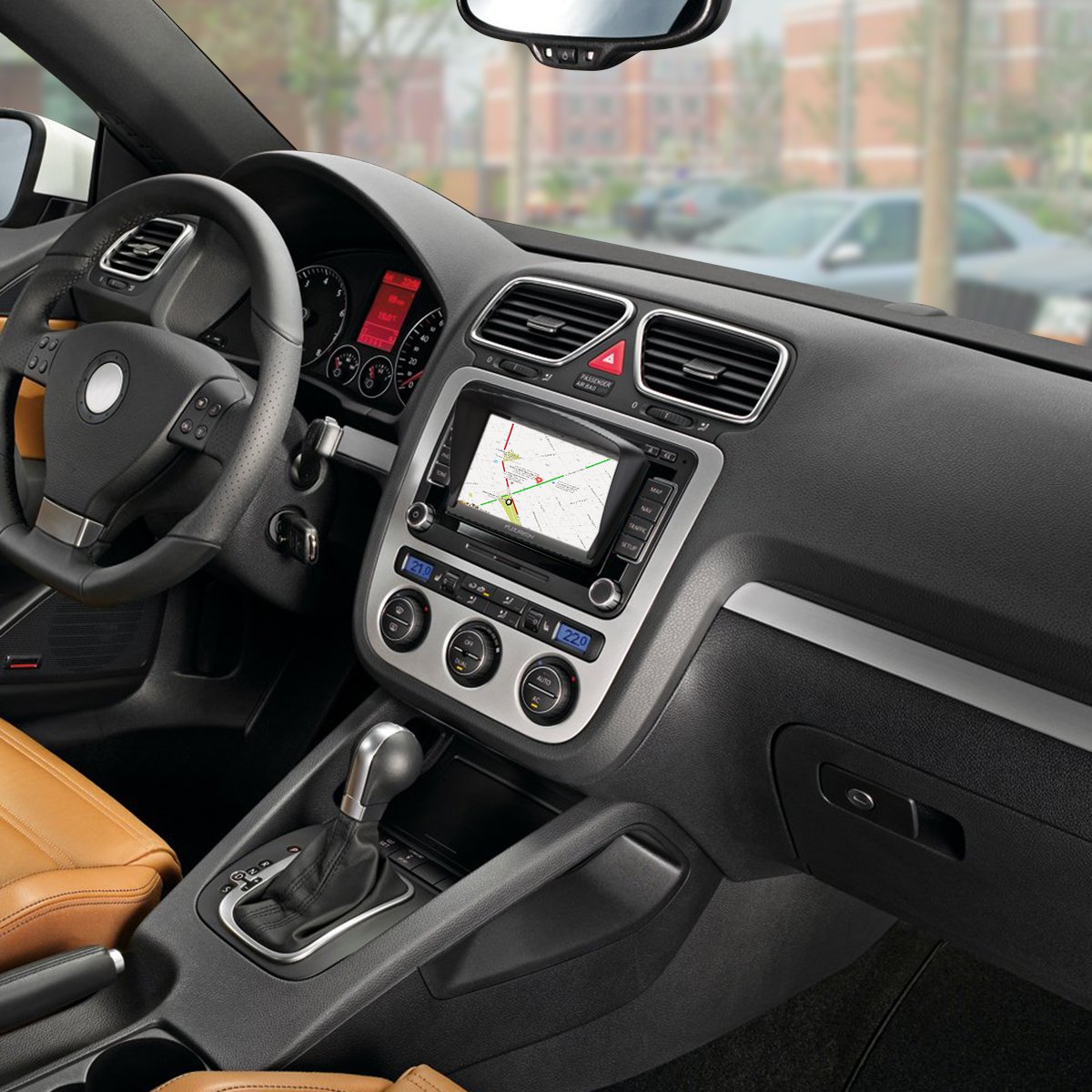 FLOUREON Pantalla táctil LCD capacitiva de 7 Pulgadas de navegación GPS de Coches Navegador de camión y Coche con actualizaciones de mapas de por Vida- Azul