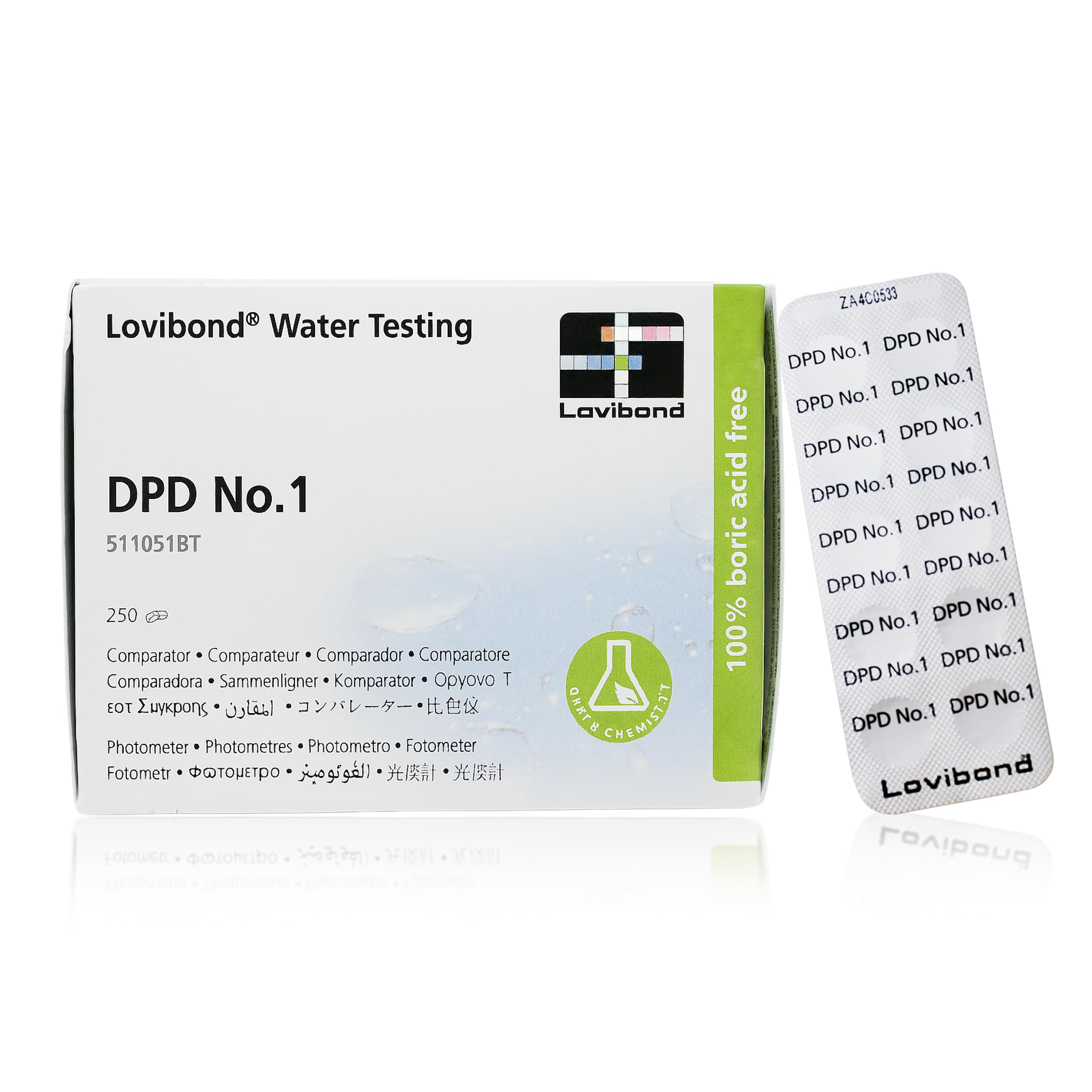 Certikin - DPD No 1 Chlorine Tablets | 250 Count for Photometer | Measures Chlorine, Bromine, Ozone | Long Shelf Life, Easy to Use | Suitable for Photometers, Multicoloured