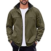 COOFANDY Mens Lightweight Bomber Jackets Stand Collar Windbreaker Softshell Jacket Zip Up Coat for Fall Outdoor