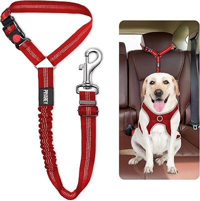 PIYAREY Dog Car Seat Belt Headrest Restraint 52-71cm Adjustable Red