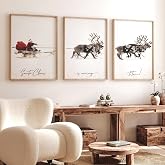 JarThenaAMCS 3Pcs Large Christmas Canvas Wall Art Prints Santa Claus with Sleigh Deer Art Poster Winter Xmas Wall Decor for Gallery Living Room Bedroom (UNFRAMED 16 x 24in)