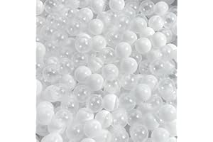 MEOGETY Ball Pit Balls 100 for Toddlers Crush Proof Plastic Balls for Ball Pit Phthalate Free BPA Free Colorful Pit Balls for Kids Babies Pool Play Tent Gift 2.2 Inches (White and Clear)