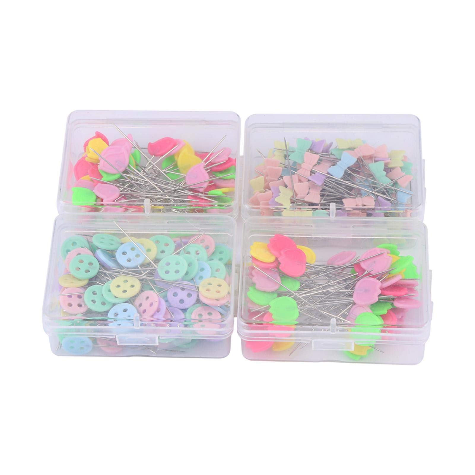 300 pcs Straight Pins with Flower & Button Heads – Assorted Colours, Decorative Sewing Pins for Dressmaking, Crafts and Fabric Projects (Type 2)