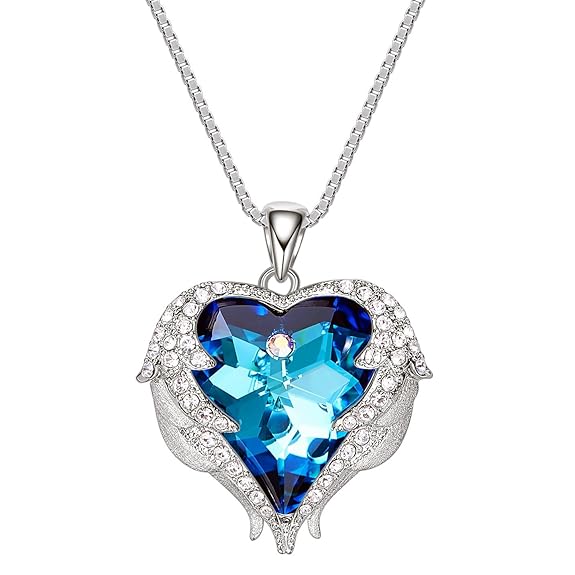 Kette Damen,Anhänger Halskette Zirkonia Schmuck Herz des Engels Muttertag Geschenk für Frauen Mädchen Freundin Mutter Tochter