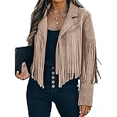 Bibowa Faux Suede Leather Jackets For Women Trendy Fall Western Fringe Cropped Jacket 2025 Tassel Motorcycle Crop Coats
