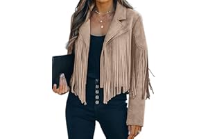 Bibowa Faux Suede Leather Jackets For Women Trendy Fall Western Fringe Cropped Jacket 2025 Tassel Motorcycle Crop Coats