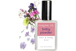 KAILUNA CO. Baby Powder Natural Hair & Body Mist Spray, Pure Essential and Fragrance Oils, Alcohol-Free, Handmade in California, 0.5Fl Oz