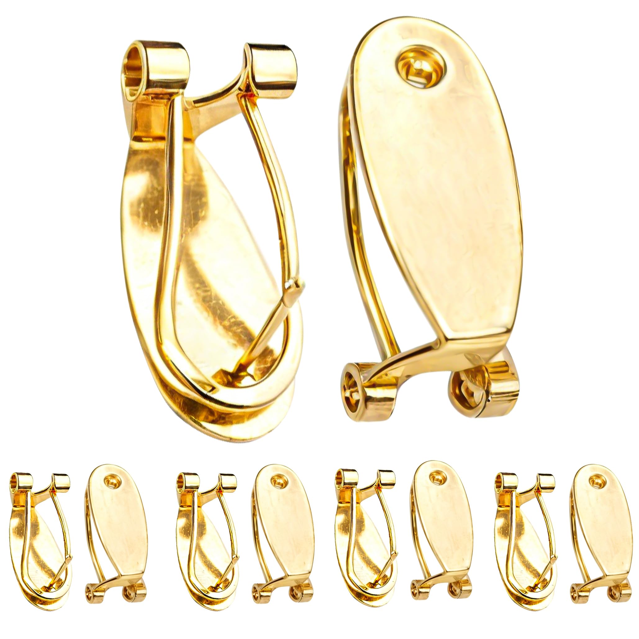 Photo 1 of 10PCS Gold Fingernail Earring Post for Native American Earring, Hardware Converters, and Flatback Stopper for Making Heavy, Bulk Native American Pierced Jewelry Findings (Gold)
