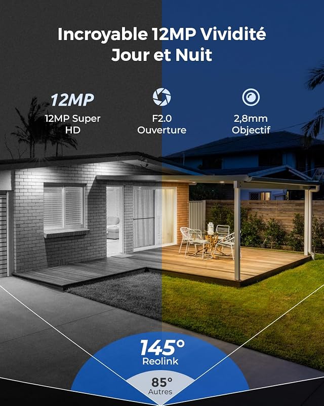 12MP Kit Caméra PoE, Grand Angle 145°, IK10 Anti-Vandalisme